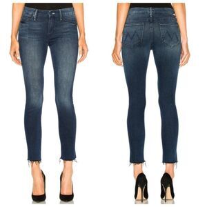 Mother Looker Ankle Fray Jeans Repeating Love Women’s Size 26 Raw Hem